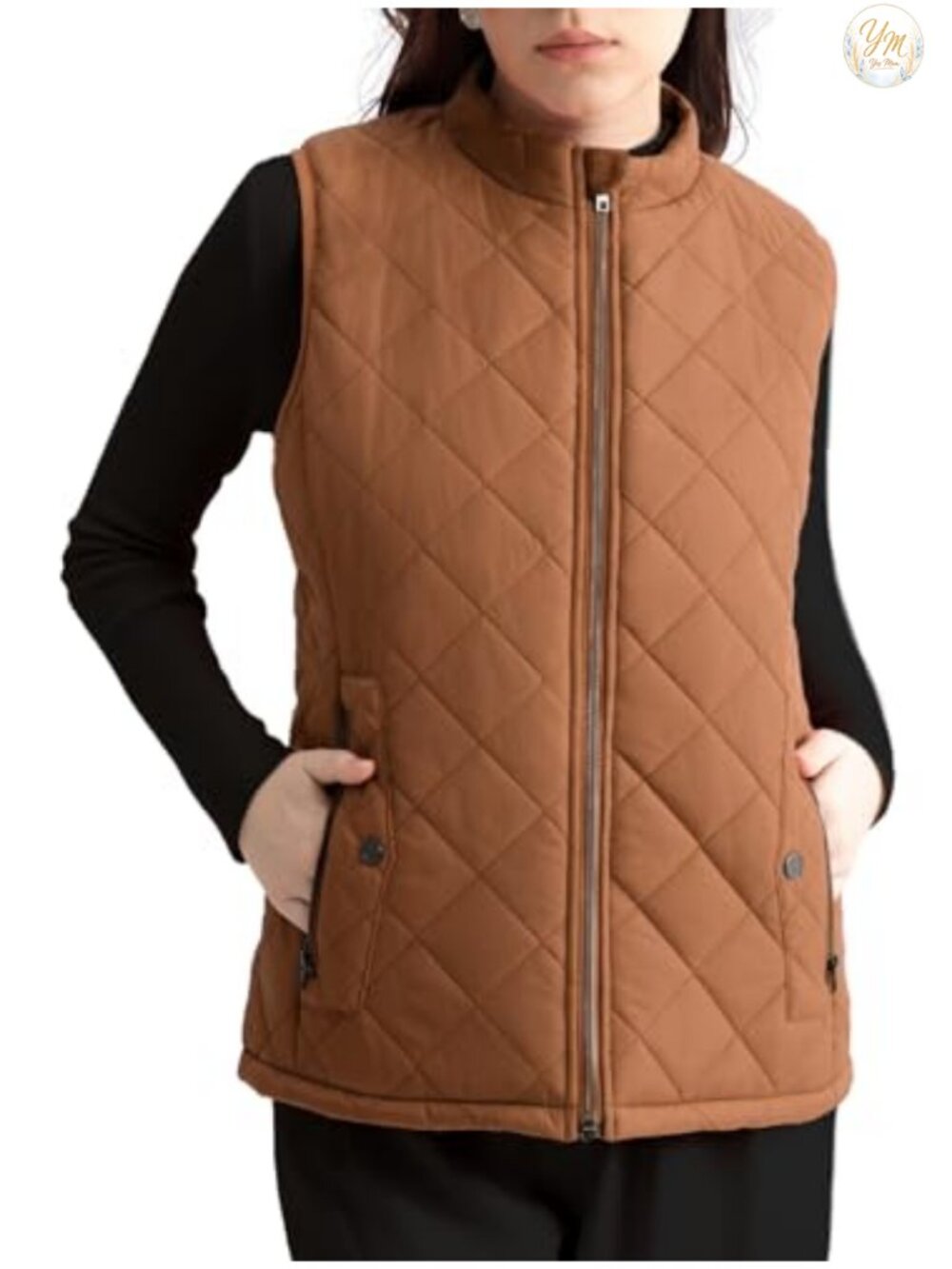 Women's Quilted Puffer Vest Water-Resistant Zip Pockets Sleeveless